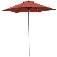 Outsunny 6.6FT Patio Umbrella, Outdoor Parasol with 6 Solid Ribs, Wine Red(m-11)