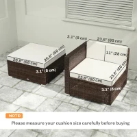 Outsunny Patio Furniture Cushions Water-Repellent Outdoor Loveseat Cushion Removable Covers 23.6" x23.6", Cream(m-3)