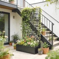 Outsunny Galvanised Raised Garden Bed with Trellis, 71" Tall Metal Planter Box with Privacy Screen and Drainage Holes(m-10)