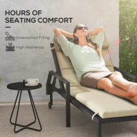 Outsunny Patio Chaise Lounge Chair Cushions Replacement Sun Lounger Pads with Headrest and Ties, Set of 2, Beige(m-4)