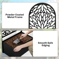 Outsunny Metal Raised Garden Bed with Trellis for Climbing Plants, Freestanding or Wall Mounted Flower Bed with Privacy Panel(m-9)