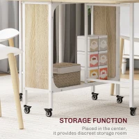 HOMCOM Folding Dining Table, Extendable Kitchen Table for Small Spaces with Storage Shelf and 6 Wheels, Natural Wood(m-5)