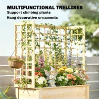 Outsunny Wooden Raised Garden Bed with 3 Trellises, Outdoor Raised Planter with Drainage Holes(m-4)