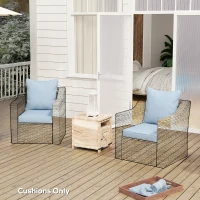 Outsunny Seat Cushion Back Pillows Replacement Set of 2, Patio Chair Cushions Set for Indoor Outdoor, Light Blue(m-8)