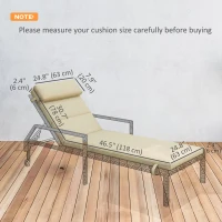 Outsunny Patio Chaise Lounge Chair Cushions Replacement Sun Lounger Pads with Headrest and Ties, Set of 2, Beige(m-3)