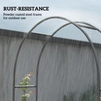 Outsunny 7.4 ft Garden Arch, Outdoor Trellis Arbor with Gate for Climbing Plants, Wedding Arch, Black(m-5)