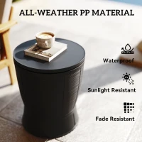 Outsunny 11 Gallon Patio Cooler Side Table, Outdoor Cooler Bar Table with Height Adjustable Top, Drainage Plug, Black(m-7)