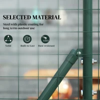 Outsunny Garden Fence Barrier, Welded Fence Roll, Includes Posts & Support Braces, Green Plastic-Coated Steel(m-5)