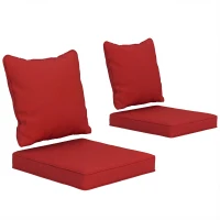 Outsunny Seat Cushion Back Pillows Replacement Set of 2, Patio Chair Cushions Set for Indoor Outdoor, Wine Red(m-2)