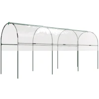 Outsunny Tunnel Tomato Greenhouse with 4 Hoops and Top Tap, Pointed Bottom and Guy Ropes, 157.5" x 47.2" x 66.9", Clear(m-2)