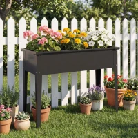 Outsunny Raised Planter with Reinforced Corners, Metal Raised Garden Bed on Legs with Drainage Hole, Black(m-1)