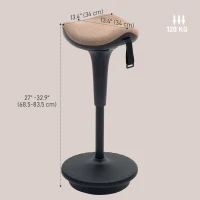 HOMCOM Swivel Standing Desk Chair, Adjustable Active Ergonomic Standing Stool, Backless Wobble Stool Chair, Brown(m-3)