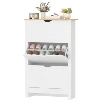 HOMCOM Shoe Storage Cabinet with 3 Flip Drawers and Adjustable Shelves for 9-18 Pairs of Shoes, White(m-2)