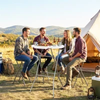 Outsunny 2.6ft Plastic Folding Picnic Table, Camping Table with Anti-Slip Foot Pads, White(m-8)