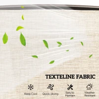 Outsunny Double Patio Glider Chair with Glass Top Center Table, Outdoor Glider Loveseat with High Back,  All Weather Breathable Mesh Fabric for Garden, Backyard, Deck, Light Brown(m-5)