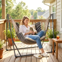 Outsunny 9.5ft Hammock Stand Only, Portable Adjustable Foldable Powder-Coated Steel Hammock Frame, Black(m-10)