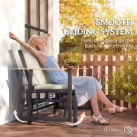 Outsunny Outdoor Glider Bench for 2 Person, Patio Glider Loveseat with Thick Cushions for Garden Balcony Porch, Cream White(m-4)
