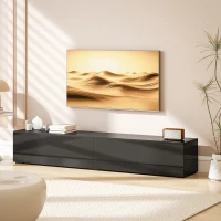 HOMCOM Floating TV Stand for TVs up to 75 Inch, 70.9" TV Cabinet, Entertainment Center with 2 Flip Doors, High Gloss Black(m-8)