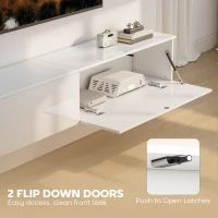 HOMCOM Floating TV Stand for TVs up to 75 Inch, 70.9" TV Cabinet, Entertainment Center with 2 Flip Doors, High Gloss White(m-5)