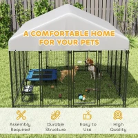 PawHut Outdoor Dog Kennel with Roof, 8' x 8' x 6' Heavy Duty Welded Wire Dog Playpen Enclosure with Escape-proof Lock(m-7)