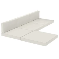 Outsunny Patio Furniture Cushions Water-Repellent Outdoor Loveseat Cushion Removable Covers 23.6" x23.6", Cream(m-11)