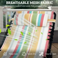 Outsunny Folding Chaise Lounge Pool Chair with 4-Position Reclining Back, Pillow, Breathable Mesh & Bungee Seat, Rainbow Striped(m-5)