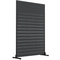 Outsunny HDPE Outdoor Privacy Screen, 47.2"W x 68.5"H Decorative Privacy Fence Screen with Stand and 6 Panels, Black(m-11)