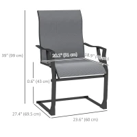 Outsunny C Spring Motion Patio Chairs Set of 2 with Curved High Backrest, Armrest, All Weather Breathable Fabric, Metal Frame(m-3)