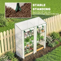 Outsunny Portable Mini Greenhouse Green House with 3 Tier Shelves, Reinforced PE Cover, Roll-up Doors, 56.3"x18.1"x59.4", White(m-7)