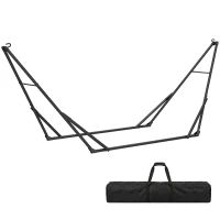 Outsunny 9.5ft Hammock Stand Only, Portable Adjustable Foldable Powder-Coated Steel Hammock Frame, Black(m-11)