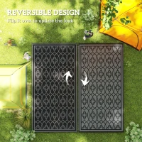 Outsunny 9' x 18' Outdoor RV Rug, Reversible Patio Floor Mat with Carry Bag, Lantern, Black and Grey(m-7)