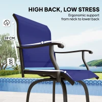 Outsunny Outdoor Bar Stools Set of 2, Swivel Bar Height Chairs with High Back, Curved Armrests and Steel Frame, Navy Blue(m-6)