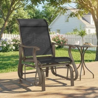 Outsunny Outdoor Glider Chair, Patio Glider with Steel Frame and Mesh Fabric, Outdoor Chair for Backyard, Garden, Porch, Black(m-10)