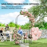 Outsunny 7.4 ft Garden Arch, Outdoor Trellis Arbor with Gate for Climbing Plants, Wedding Arch, Black(m-7)