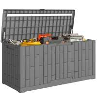 Outsunny 120 Gallon Resin Deck Box, Lockable Outdoor Storage Box, Splash-Resistant & UV Resistant Patio Storage Container(m-11)