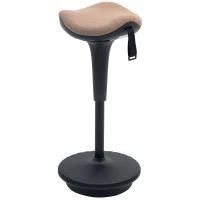 HOMCOM Swivel Standing Desk Chair, Adjustable Active Ergonomic Standing Stool, Backless Wobble Stool Chair, Brown(m-2)