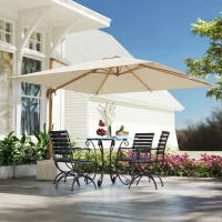 Outsunny 10 FT Patio Cantilever Umbrella, Outdoor Offset Umbrella with 360° Rotation, Outdoor Market Umbrella with Crank and Tilt