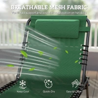 Outsunny Folding Lounge Chair, Adjustable Chaise Lounge with Headrest, Reclining Lounger Cot for Camping, Hiking, Green(m-5)