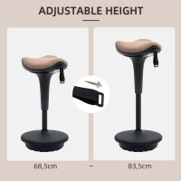 HOMCOM Swivel Standing Desk Chair, Adjustable Active Ergonomic Standing Stool, Backless Wobble Stool Chair, Brown(m-5)