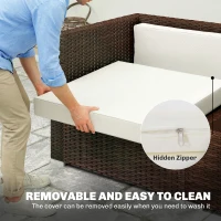 Outsunny Patio Furniture Cushions Water-Repellent Outdoor Loveseat Cushion Removable Covers 23.6" x23.6", Cream(m-6)
