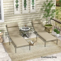 Outsunny Patio Chaise Lounge Chair Cushions Replacement Sun Lounger Pads with Headrest and Ties, Set of 2, Beige(m-1)