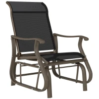 Outsunny Outdoor Glider Chair, Patio Glider with Steel Frame and Mesh Fabric, Outdoor Chair for Backyard, Garden, Porch, Black(m-2)