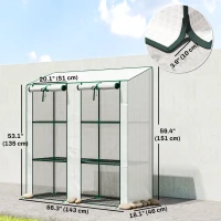 Outsunny Portable Mini Greenhouse Green House with 3 Tier Shelves, Reinforced PE Cover, Roll-up Doors, 56.3"x18.1"x59.4", White(m-3)