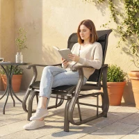 Outsunny Outdoor Glider Chair, Patio Glider with Steel Frame and Mesh Fabric, Outdoor Chair for Backyard, Garden, Porch, Black(m-9)