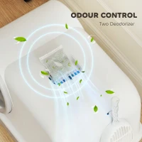 PawHut Cat Litter Box Easy Clean Drawer Odor Control Hooded Cat Litter Tray with Scoop White and Grey(m-6)