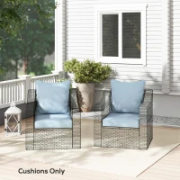 Outsunny Seat Cushion Back Pillows Replacement Set of 2, Patio Chair Cushions Set for Indoor Outdoor, Light Blue(m-10)