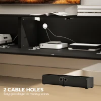 HOMCOM Floating TV Stand for TVs up to 75 Inch, 70.9" TV Cabinet, Entertainment Center with 2 Flip Doors, High Gloss Black(m-7)