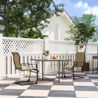 Outsunny C Spring Motion Patio Chairs Set of 2 with Curved High Backrest, Armrest, All Weather Breathable Fabric, Metal Frame(m-1)