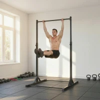 Soozier Portable Pull Up Station, Height Adjustable Pull Up Bar with 8 Levels for Home Gym Strength Training, 440LBS Capacity(m-9)