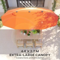 Outsunny 15' Outdoor Patio Umbrella with Twin Canopy Sunshade Steel Table Umbrella with Lift Crank Orange(m-4)